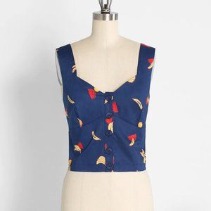 Modcloth Little Darling Tank Top in Navy Bananas